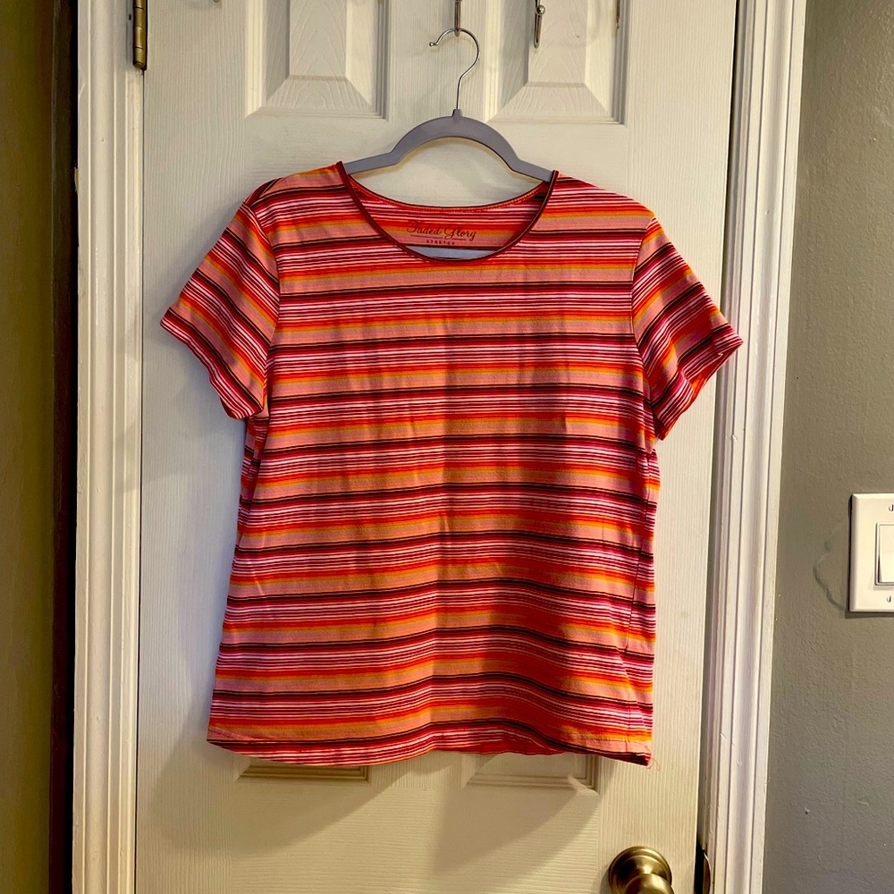 Y2K skater style faded glory striped T-shirt size large.